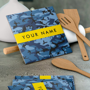 Navy Blue Camouflage Jouw naam personaliseren Tegeltje
