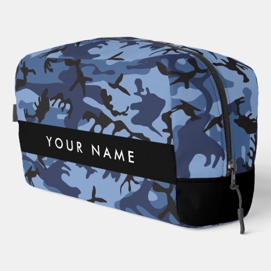 Navy Blue Camouflage Jouw naam personaliseren Toilettasje (Rechterhoek)