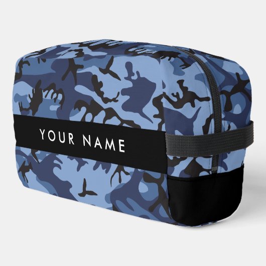 Navy Blue Camouflage Jouw naam personaliseren Toilettasje (Linkerhoek)