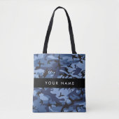 Navy Blue Camouflage Jouw naam personaliseren Tote Bag (Voorkant)
