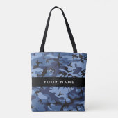 Navy Blue Camouflage Jouw naam personaliseren Tote Bag (Achterkant)