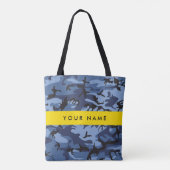 Navy Blue Camouflage Jouw naam personaliseren Tote Bag (Achterkant)