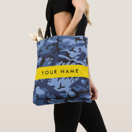 Navy Blue Camouflage Jouw naam personaliseren Tote Bag