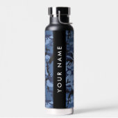 Navy Blue Camouflage Jouw naam personaliseren Waterfles (Links)