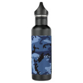 Navy Blue Camouflage Jouw naam personaliseren Waterfles (Links)