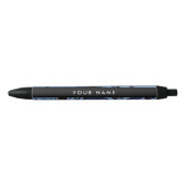 Navy Blue Camouflage Jouw naam personaliseren Zwarte Inkt Pen (Voorkant)