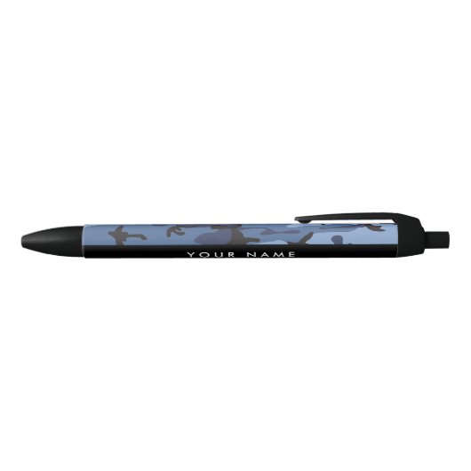 Navy Blue Camouflage Jouw naam personaliseren Zwarte Inkt Pen (Bovenkant)