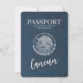 Navy Blue Cancun Passport Bewaar de datum Save The Date (Achterkant)
