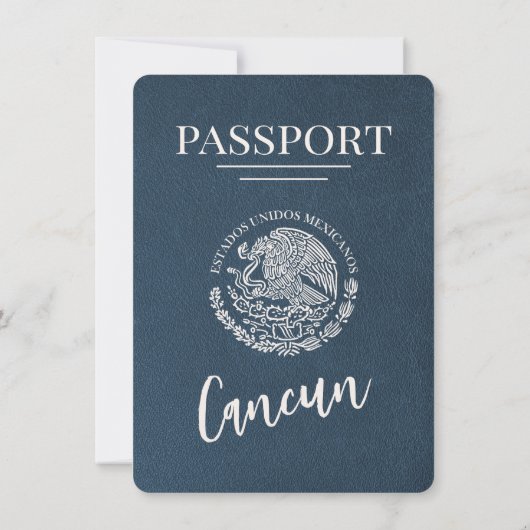 Navy Blue Cancun Passport Bewaar de datum Save The Date (Achterkant)