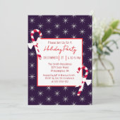 Navy Blue Candy Cane en sterren kerstfeest Kaart (Staand voorkant)