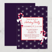Navy Blue Candy Cane en sterren kerstfeest Kaart (Voorkant / Achterkant)