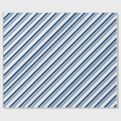 Navy Blue Candy Cane Stripe Vakantie Cadeaupapier (Vlak)