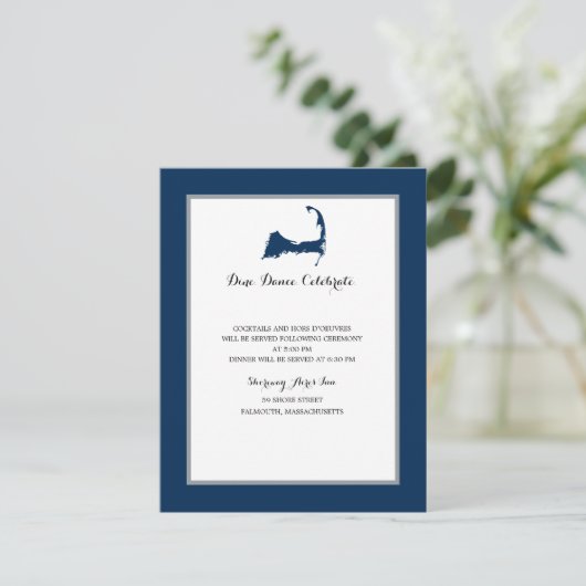 Navy Blue Cape Cod Map | Ontvangst Kaart (Staand voorkant)