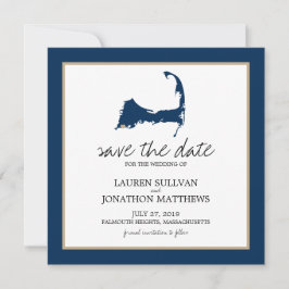 Navy Blue Cape Cod Map Wedding Save the Date