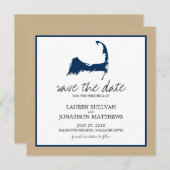 Navy Blue Cape Cod Map Wedding Save the Date (Voorkant / Achterkant)