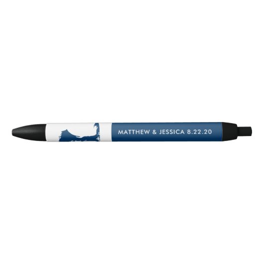 Navy Blue Cape Cod Map Wedding Zwarte Inkt Pen (Voorkant)