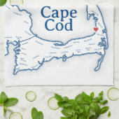 Navy Blue Cape kabeljauw kaart Nieuw huis Theedoek (Gevouwen)