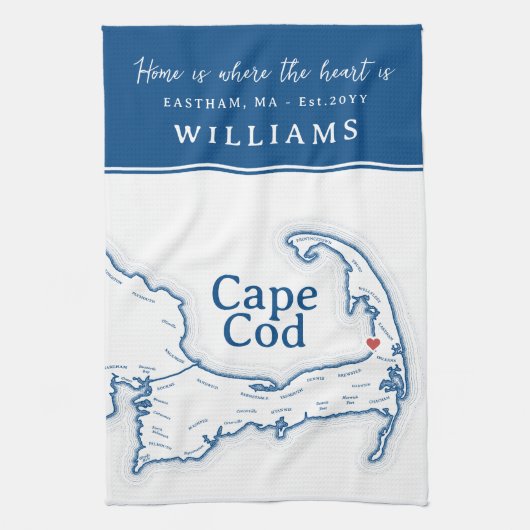Navy Blue Cape kabeljauw kaart Nieuw huis Theedoek (Verticaal)