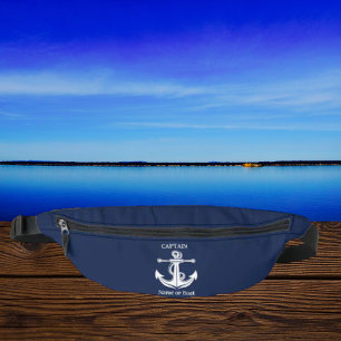 Navy Blue Captain Anker Nautical Boat Naam Heuptasje