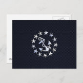 Navy Blue Carbon Fiber Nautical Yacht Vlag Briefkaart (Voorkant / Achterkant)
