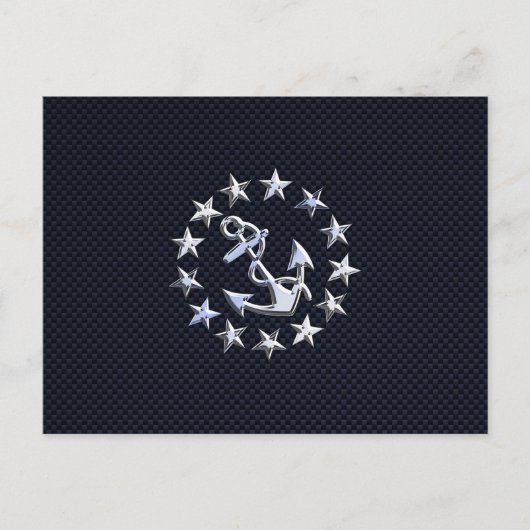 Navy Blue Carbon Fiber Nautical Yacht Vlag Briefkaart (Voorkant)
