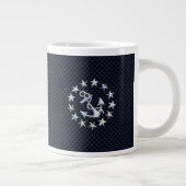 Navy Blue Carbon Fiber Nautical Yacht Vlag Grote Koffiekop (Rechts)