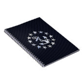 Navy Blue Carbon Fiber Nautical Yacht Vlag Notitieboek (Rechterzijde)
