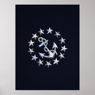 Navy Blue Carbon Fiber Nautical Yacht Vlag Poster