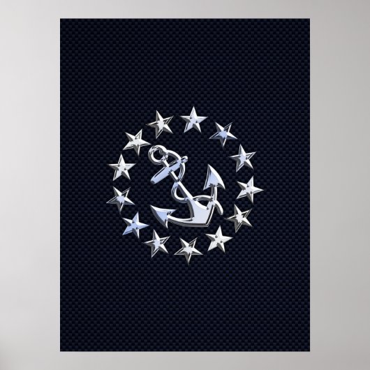 Navy Blue Carbon Fiber Nautical Yacht Vlag Poster (Voorkant)