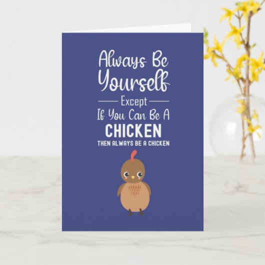 Navy Blue Cards For Chicken Lovers Kid Farm Animal Kaart (Gele Bloem)
