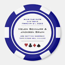 Navy Blue Casino Poker Chip Wedding Save the Date