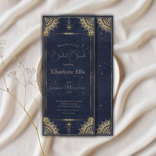 Navy Blue Celestial Bridal Brunch Uitnodiging