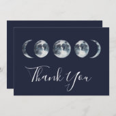 Navy Blue Celestial Moon Phase Bedankkaart (Voorkant / Achterkant)