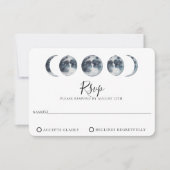 Navy Blue Celestial Moon Phase Wedding RSVP-kaart RSVP Kaartje (Voorkant)
