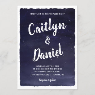 Navy Blue Celestial Night Sky Wedding Kaart