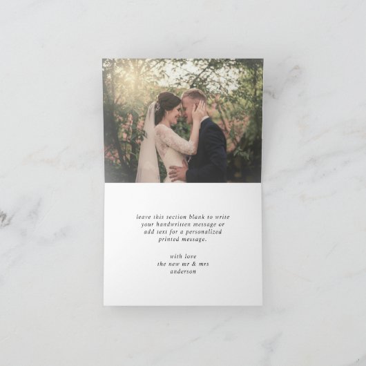 Navy Blue Celestial Stars Dank u bruiloft foto Bedankkaart (Binnen)