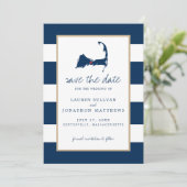 Navy Blue Centerville Cape Cod Map opslaan op datu Save The Date (Staand voorkant)