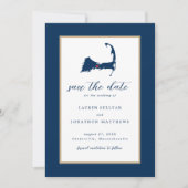Navy Blue Centerville Cape Cod Map opslaan op datu Save The Date (Voorkant)