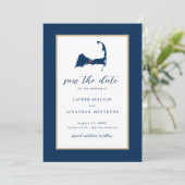 Navy Blue Centerville Cape Cod Map opslaan op datu Save The Date (Staand voorkant)