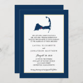 Navy Blue Centerville Cape Cod Map Wedding Kaart (Voorkant / Achterkant)
