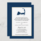 Navy Blue Centerville Cape Cod Map Wedding Kaart (Voorkant / Achterkant)