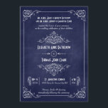 Navy Blue Chalkboard Art Deco Wedding Invitations Kaart<br><div class="desc">Eenvoudige,  elegante trouwuitnodigingen met dunne,  fancy draden die doen denken aan het  kunstdecoontwerp en verse,  moderne,  gestileerde tekst tegen een blauw marinekaart getextureerde achtergrond.</div>