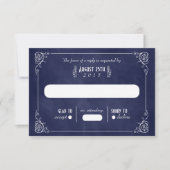 Navy Blue Chalkboard Art Deco Wedding RSVP Kaarten (Voorkant)