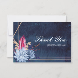 Navy Blue Chalkboard Floral Wedding Hartelijk dank Bedankkaart