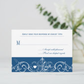 Navy Blue Chalkboard-reactiekaart RSVP Kaartje (Staand voorkant)