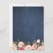 Navy Blue Chalkboard roze Floral Save the Date (Achterkant)