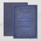 Navy Blue Chalkboard Wedding Invitations Kaart (Voorkant / Achterkant)