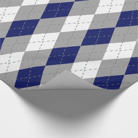 Navy Blue Charcoal DK Grijs What XL Argyle Cadeaupapier (Hoek)