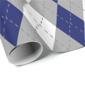 Navy Blue Charcoal DK Grijs What XL Argyle Cadeaupapier (Rol Hoek)