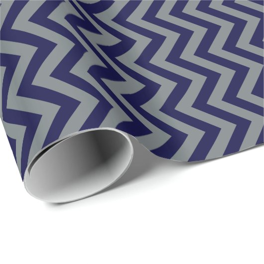 Navy Blue, Charcoal Large Chevron ZigZag Pattern Cadeaupapier (Rol Hoek)